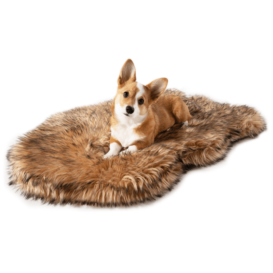 PupRug® Faux Fur Orthopedic Dog Bed - Curve Sable Tan