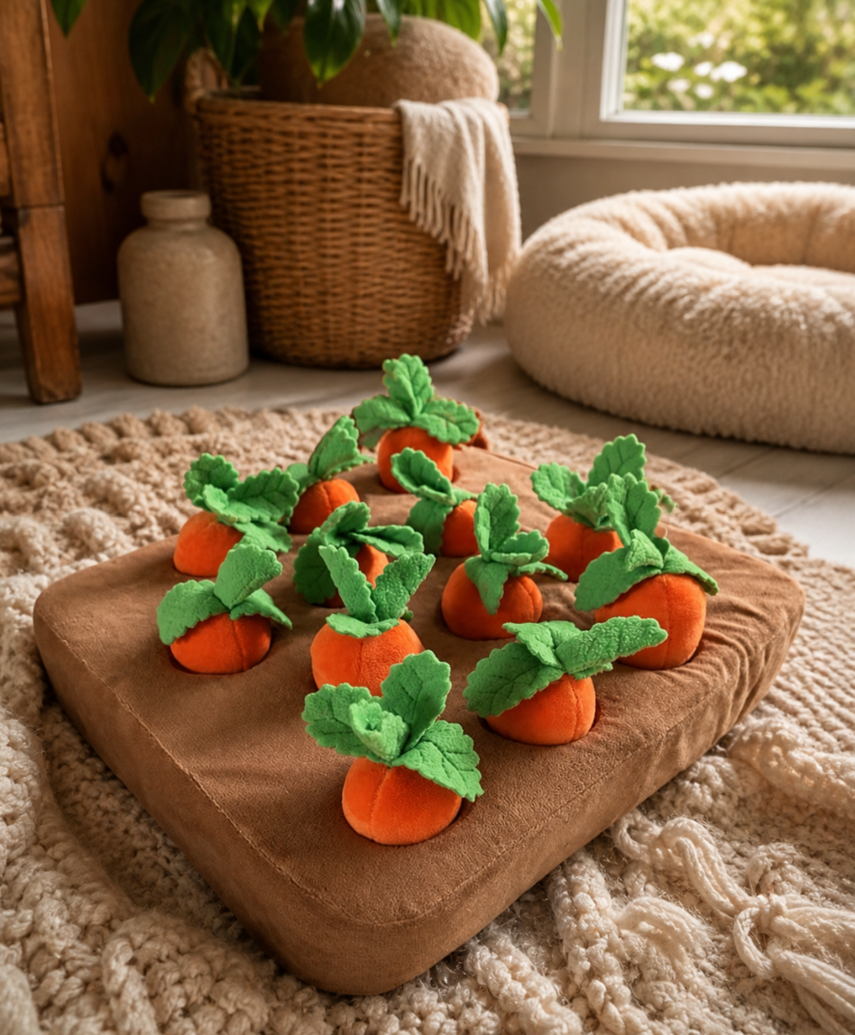 Carrot Snuffle Mat for Dogs — calming enrichment toy for sniffing, slow feeding, and mental stimulation — LURE Wellness