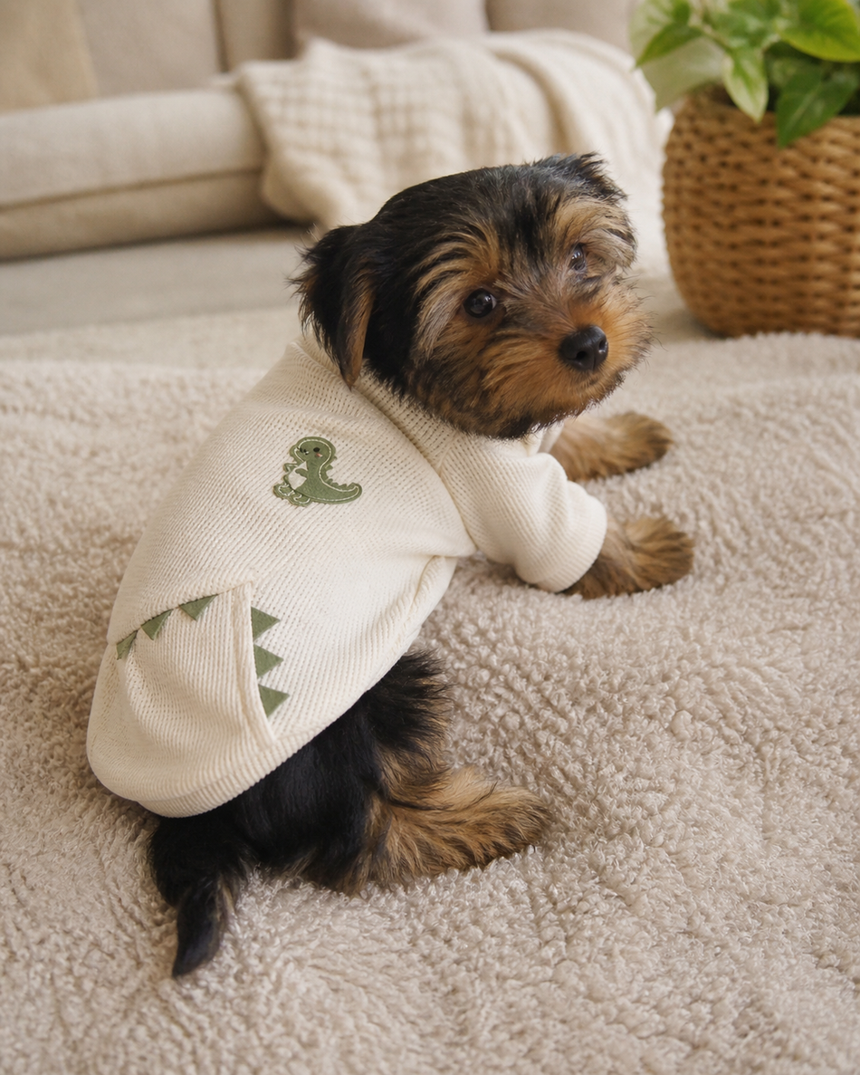 Dino-Snuggle Calming Dog Sweater | Soft Fleece Thermal Base Layer