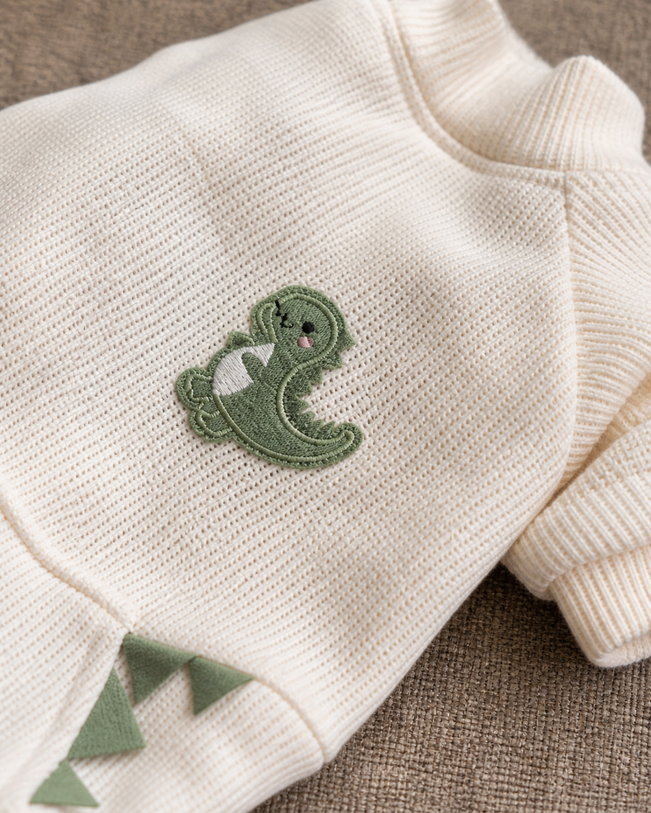 Dino-Snuggle Calming Dog Sweater | Soft Fleece Thermal Base Layer