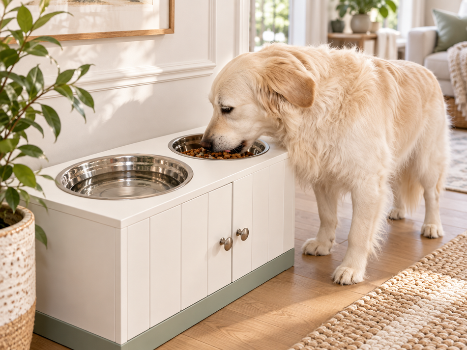 Elevated Dog Feeding Station with Storage