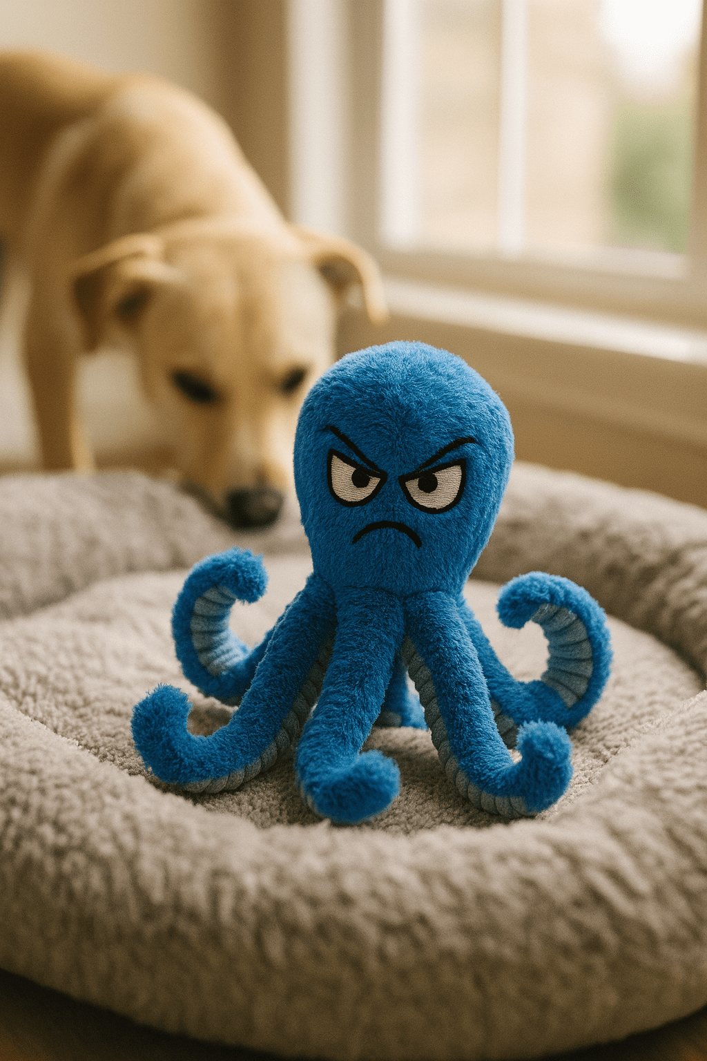 Blue Octopus Sensory Dog Toy (Crinkle + Squeak Enrichment) - LURE Wellness