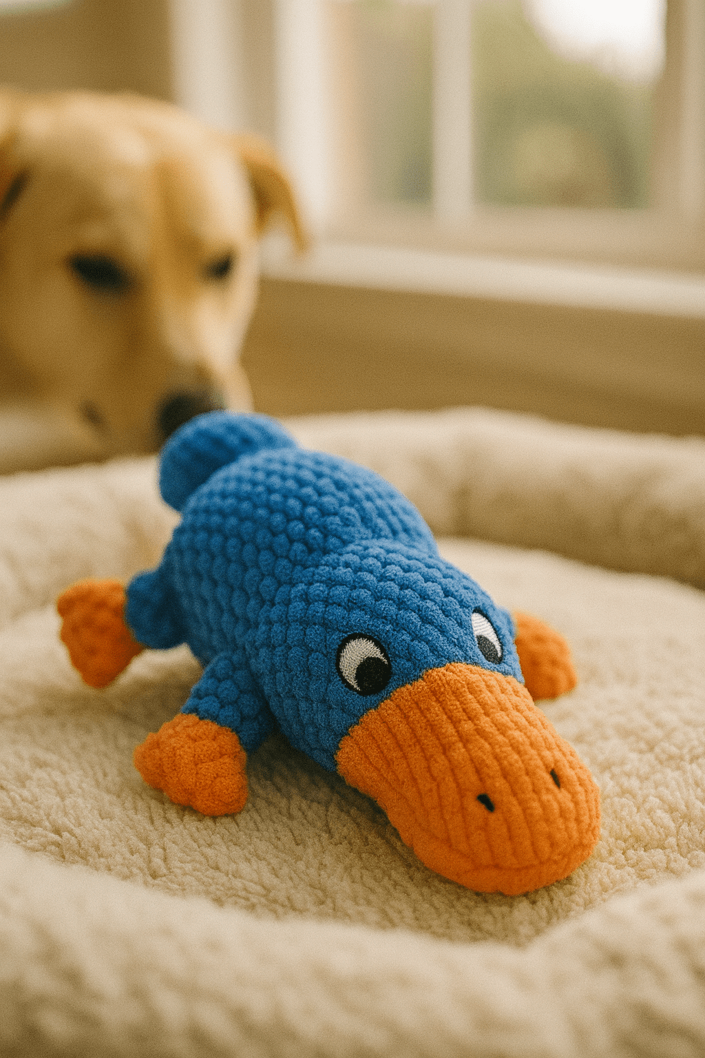 Blue Platypus Sensory Dog Toy (Crinkle + Squeak Plush Enrichment) - LURE Wellness