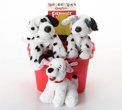 Upcycled Dalmatian Plush & Durable Firehose Dog Gift Basket