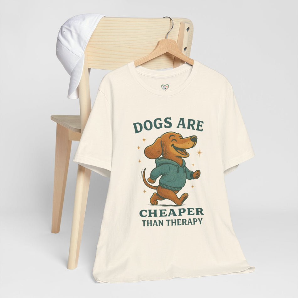 Dogs Are Cheaper Than Therapy T-Shirt — Funny Dachshund Tee for Dog Lovers - LURE Wellness