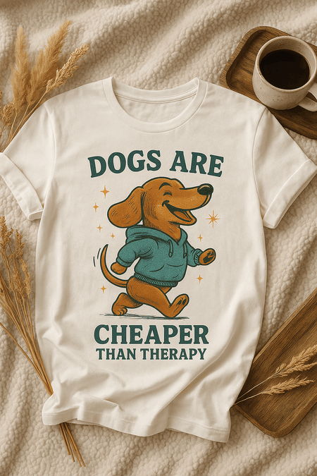 Dogs Are Cheaper Than Therapy T-Shirt — Funny Dachshund Tee for Dog Lovers - LURE Wellness
