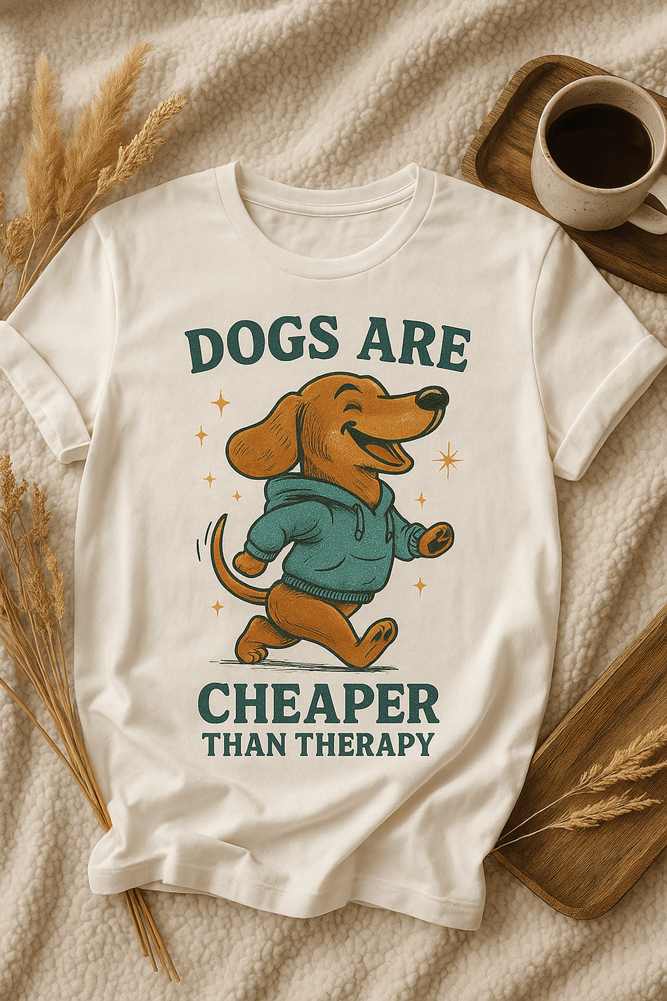 Dogs Are Cheaper Than Therapy T-Shirt — Funny Dachshund Tee for Dog Lovers - LURE Wellness