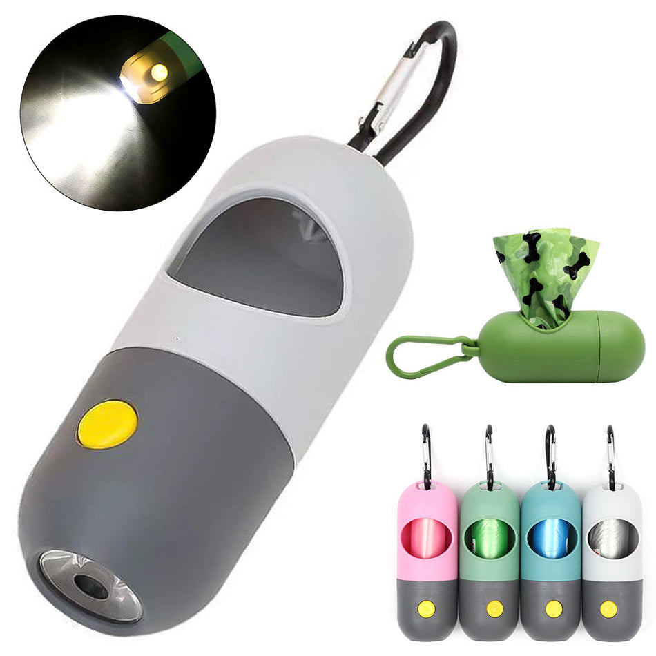 LED Light Pet Waste Bag Dispenser Hands Free Poo Bag Holder