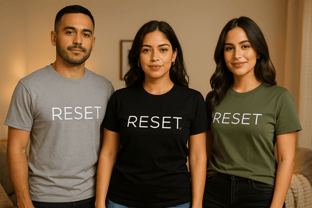 Graphic Tee RESET Sage White Text - LURE Wellness