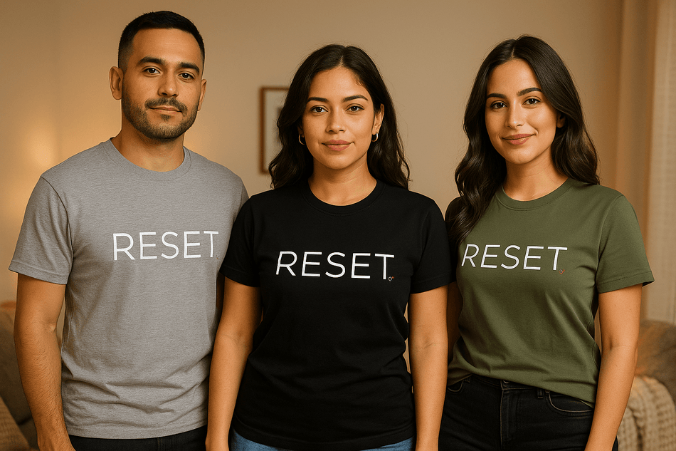 Graphic Tee RESET Sage White Text - LURE Wellness