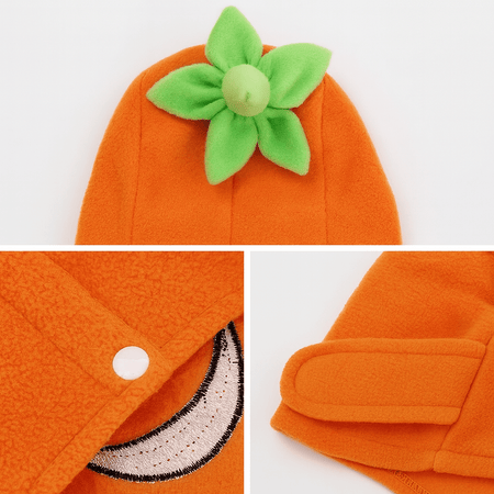Halloween Dog Costume – Orange Pumpkin Outfit with Leaf Hat (S/M/L) - LURE Wellness
