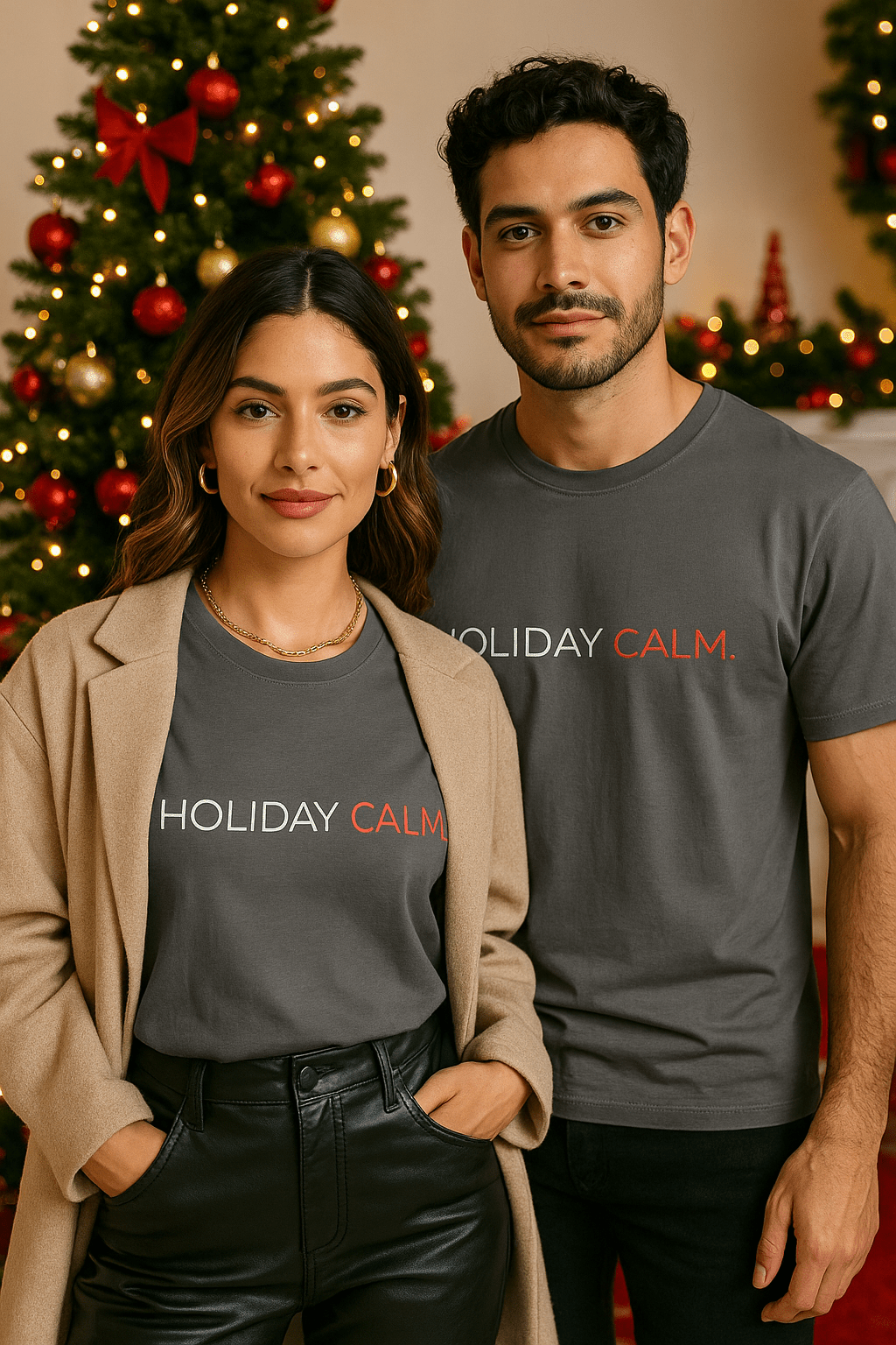 Holiday Calm T-Shirt — "breathe • pause • be present" Relaxed Holiday Tee - LURE Wellness