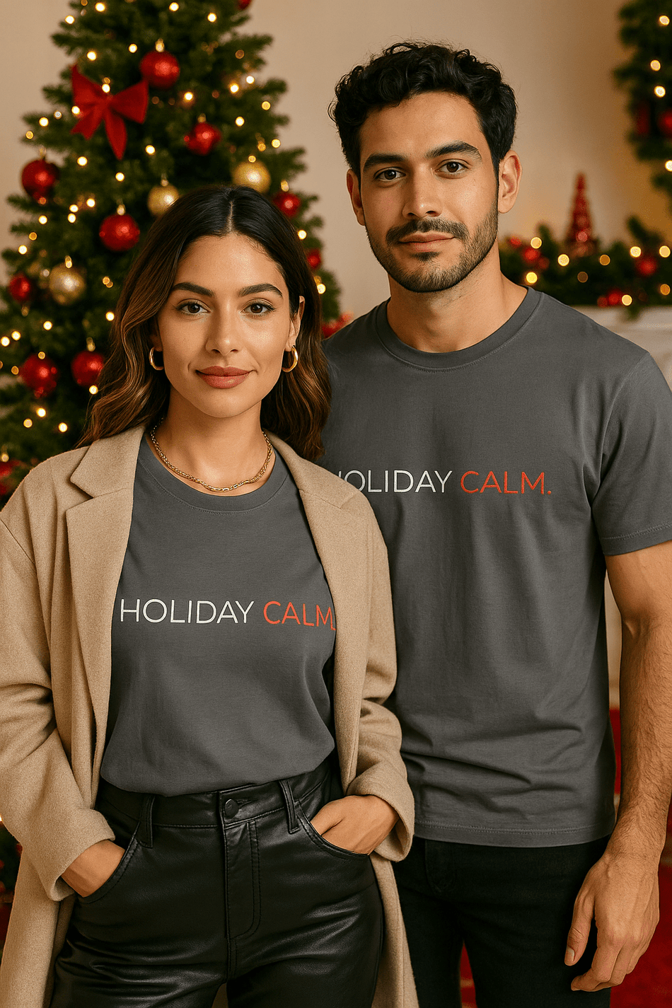 Holiday Calm T-Shirt — "breathe • pause • be present" Relaxed Holiday Tee - LURE Wellness