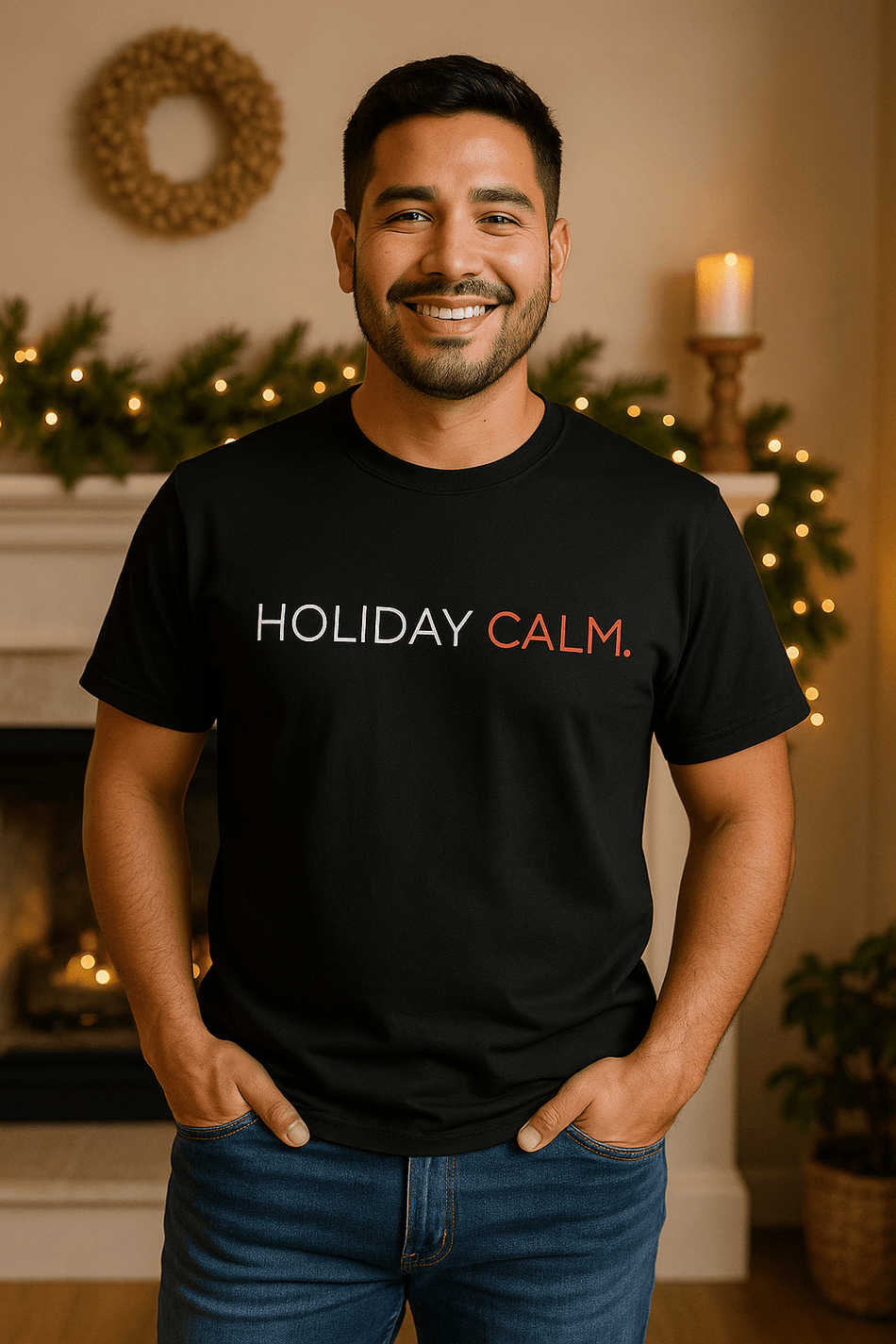 Holiday Calm T-Shirt — "breathe • pause • be present" Relaxed Holiday Tee - LURE Wellness