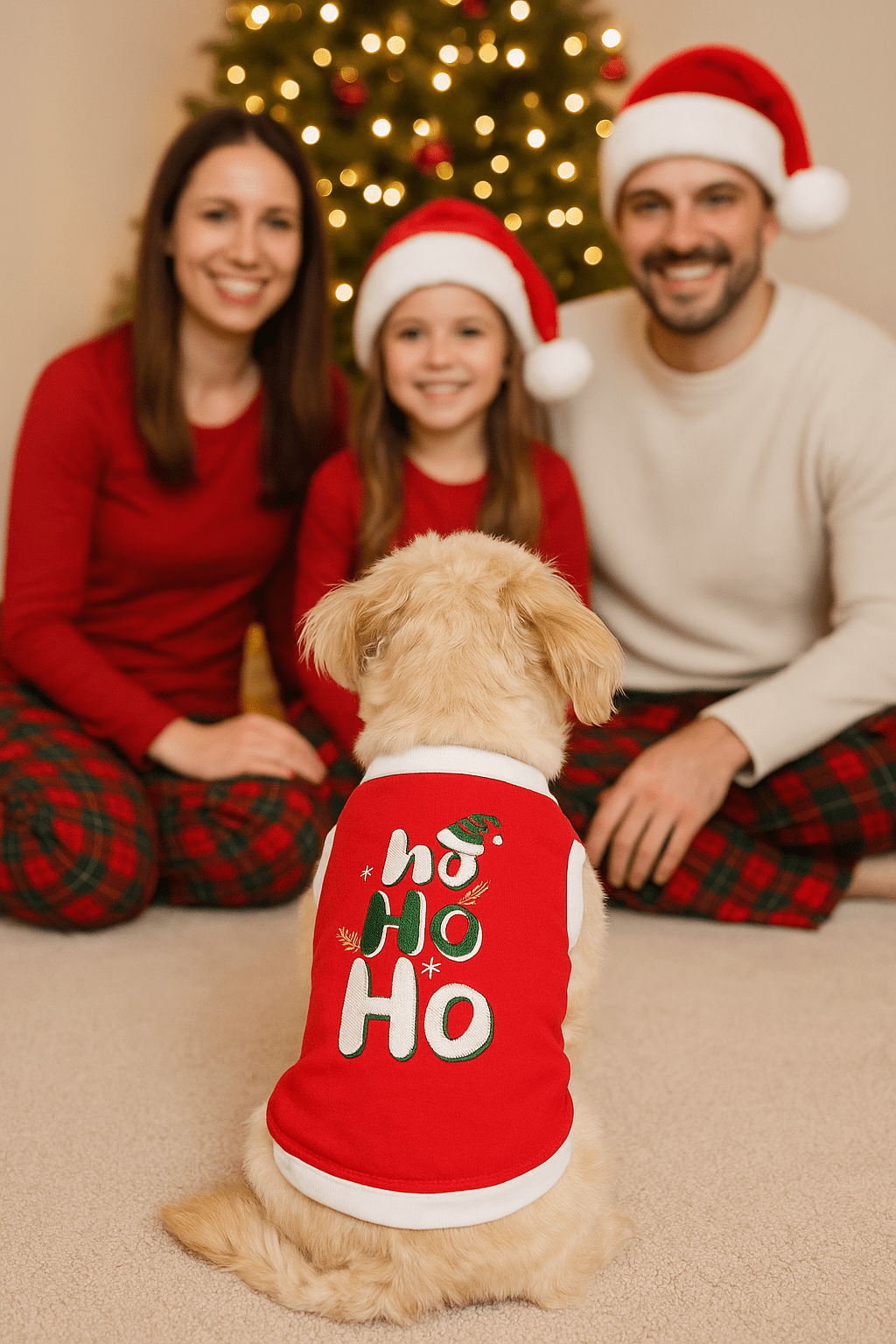 Parisian Pet 'Ho Ho Ho' Pet Holiday Shirt - Christmas Dog Outfit, Red - LURE Wellness