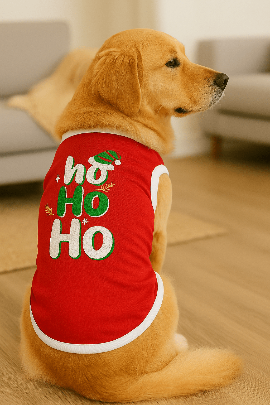Parisian Pet 'Ho Ho Ho' Pet Holiday Shirt - Christmas Dog Outfit, Red - LURE Wellness