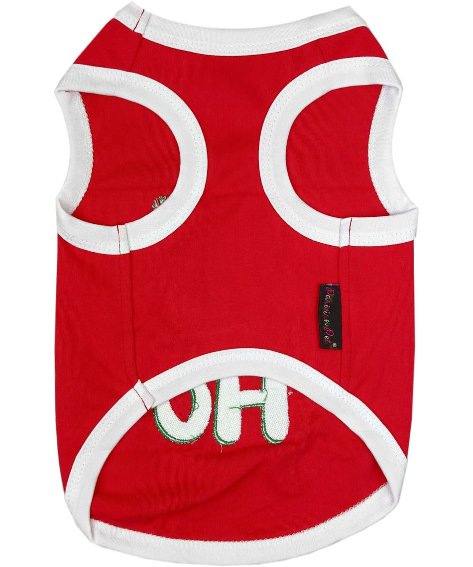 Parisian Pet 'Ho Ho Ho' Pet Holiday Shirt - Christmas Dog Outfit, Red - LURE Wellness