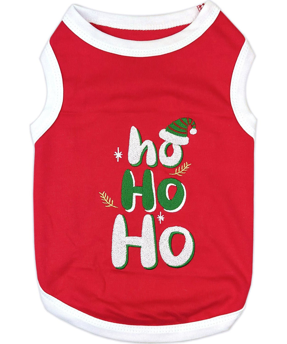 Parisian Pet 'Ho Ho Ho' Pet Holiday Shirt - Christmas Dog Outfit, Red - LURE Wellness