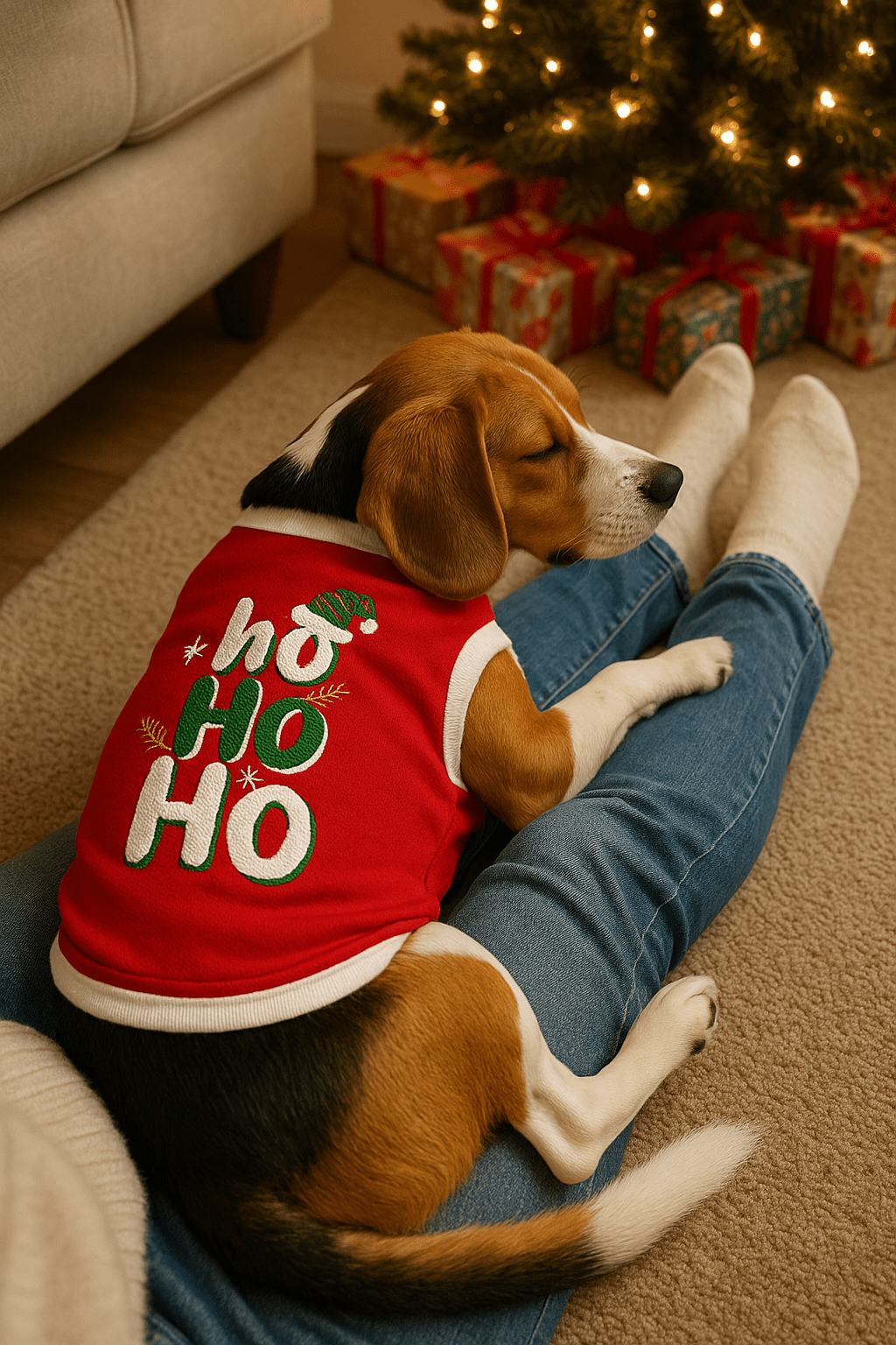 Parisian Pet 'Ho Ho Ho' Pet Holiday Shirt - Christmas Dog Outfit, Red - LURE Wellness