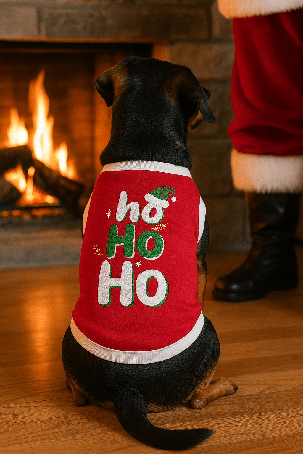 Parisian Pet 'Ho Ho Ho' Pet Holiday Shirt - Christmas Dog Outfit, Red - LURE Wellness