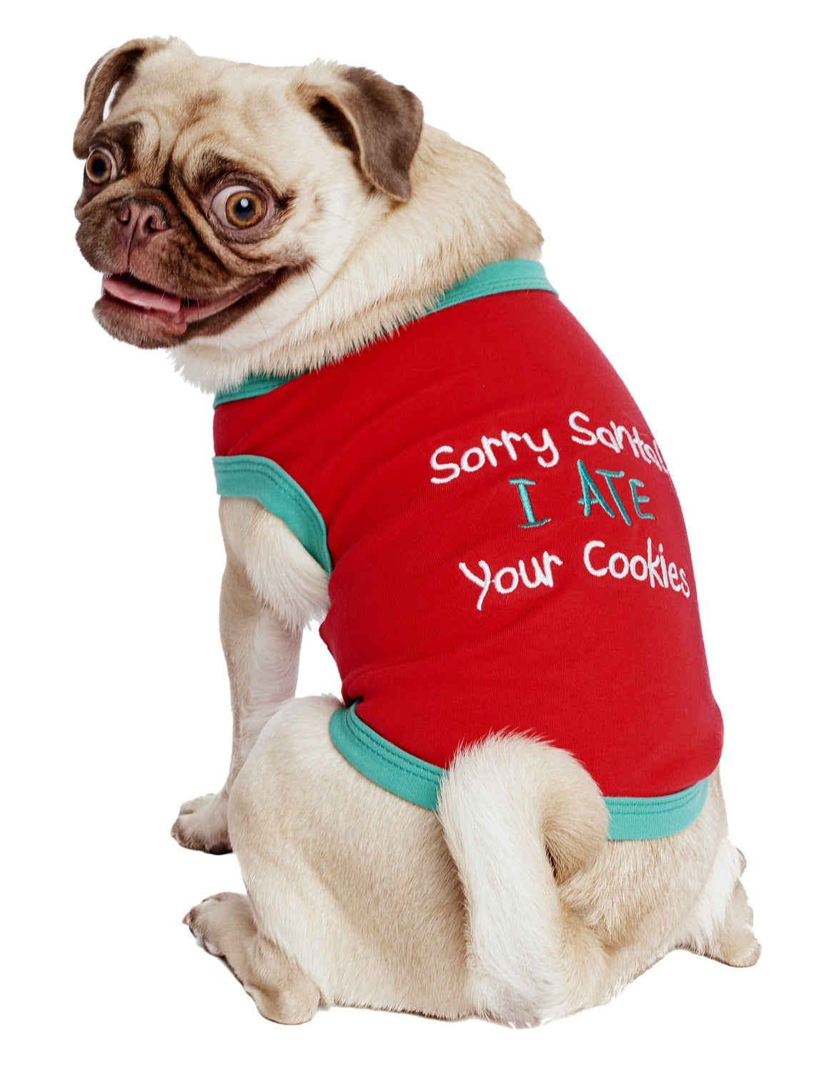 Parisian Pet 'Sorry Santa, I Ate Your Cookies' Christmas Shirt for Pets - Festive Dog & Cat Outfit, Red - LURE Wellness