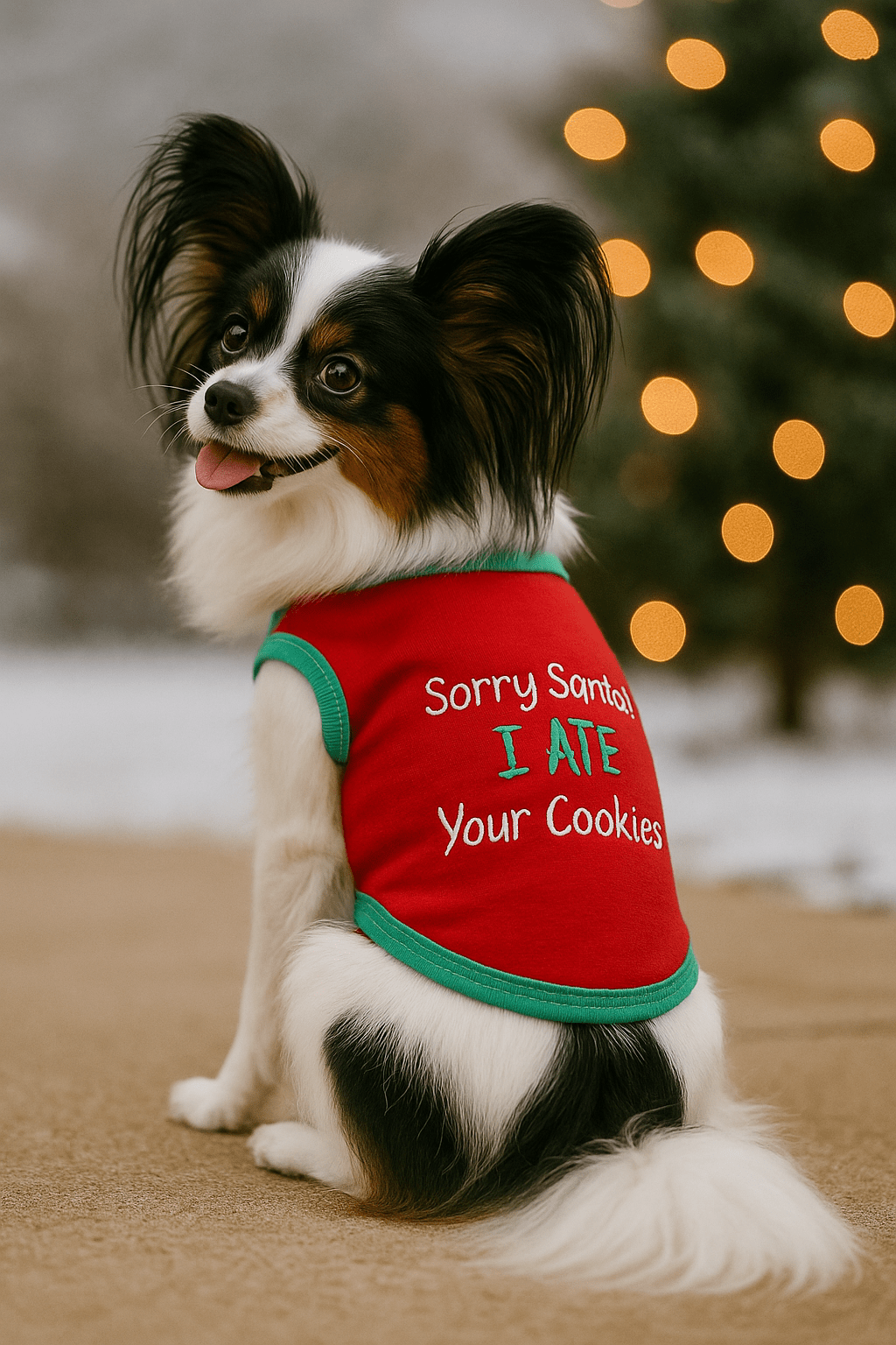 Parisian Pet 'Sorry Santa, I Ate Your Cookies' Christmas Shirt for Pets - Festive Dog & Cat Outfit, Red - LURE Wellness