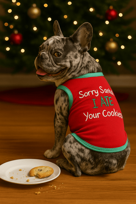 Parisian Pet 'Sorry Santa, I Ate Your Cookies' Christmas Shirt for Pets - Festive Dog & Cat Outfit, Red - LURE Wellness