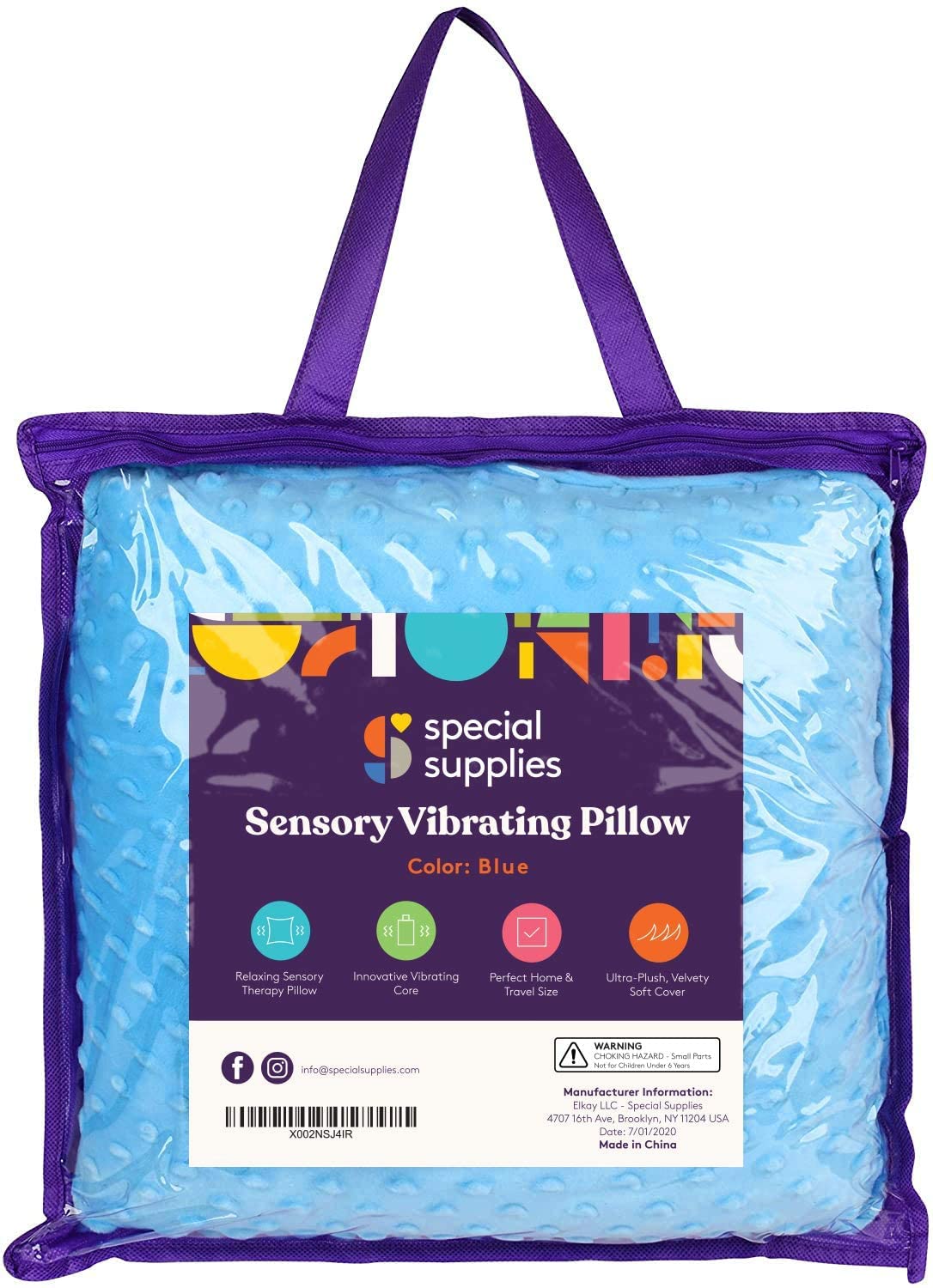 Sensory Vibrating Pillow – Pressure - Activated Calming Support for Kids & Adults | 12" Plush Minky Comfort - LURE Wellness