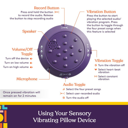 Sensory Vibrating Pillow – Pressure - Activated Calming Support for Kids & Adults | 12" Plush Minky Comfort - LURE Wellness