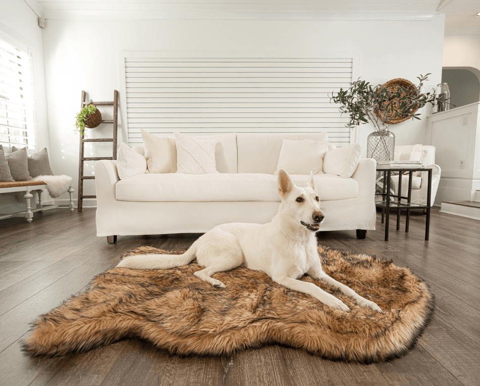 PupRug® Faux Fur Orthopedic Dog Bed - Curve Sable Tan