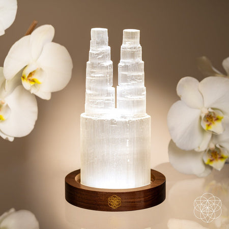 Two - Tower Selenite Lamp – Deep Energy Cleanse & Reset - LURE Wellness