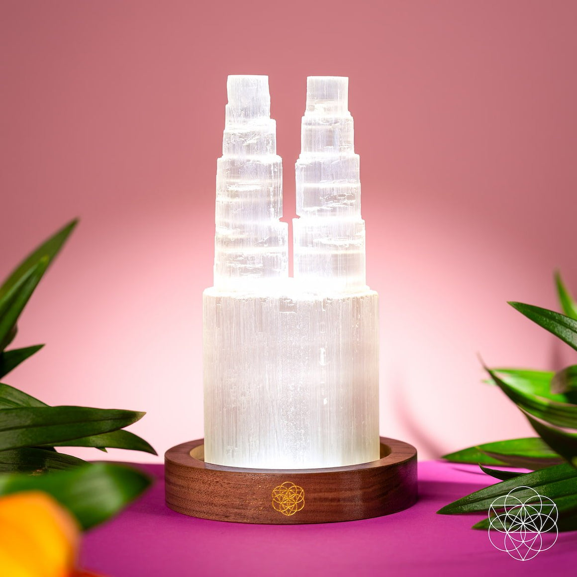 Two - Tower Selenite Lamp – Deep Energy Cleanse & Reset - LURE Wellness